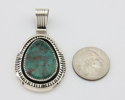Navajo Pendant 925 Silver Natural Turquoise Artist Signed Lidia Begay C.80's