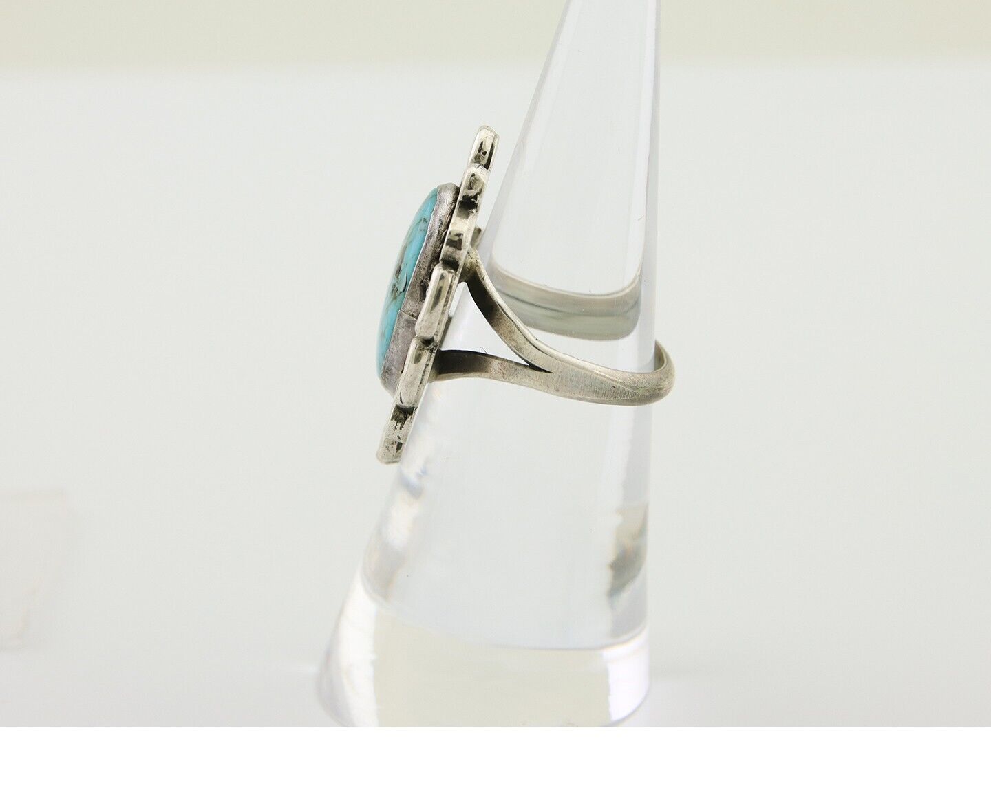 Navajo Ring 925 Silver Blue Turquoise Artist Siged Jerry Johnson C.80's