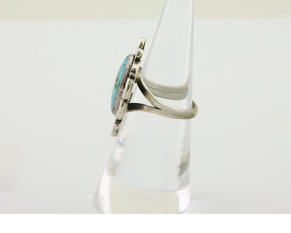 Navajo Ring 925 Silver Blue Turquoise Artist Siged Jerry Johnson C.80's