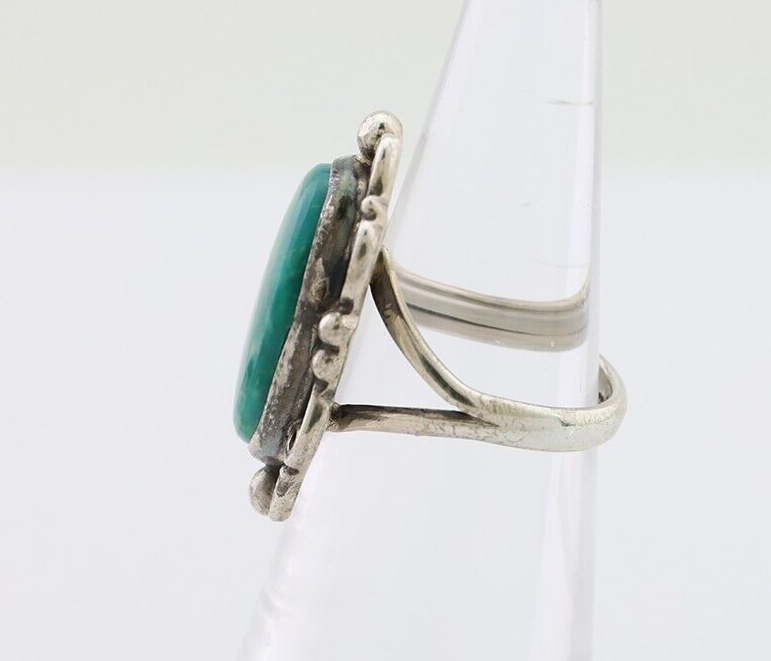 Navajo Handmade Ring 925 Silver Kingman Turquoise Size 4.25 C.80's