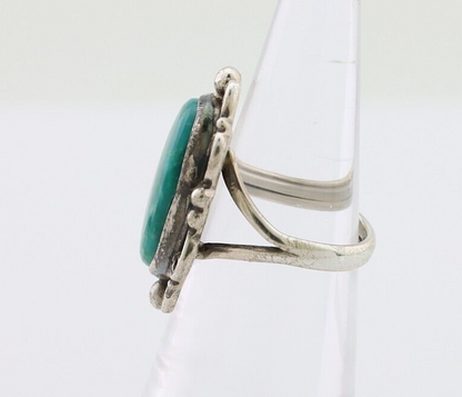 Navajo Handmade Ring 925 Silver Kingman Turquoise Size 4.25 C.80's