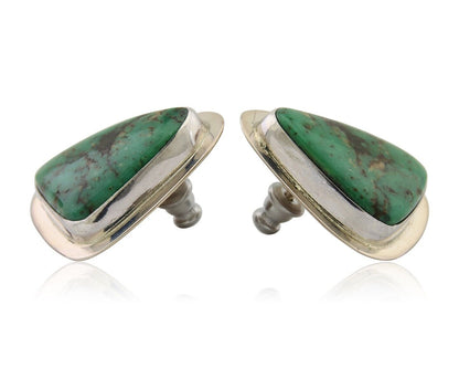 Navajo Shield Earrings 925 Silver Natural Turquoise Artist Signed M.S. C.80's