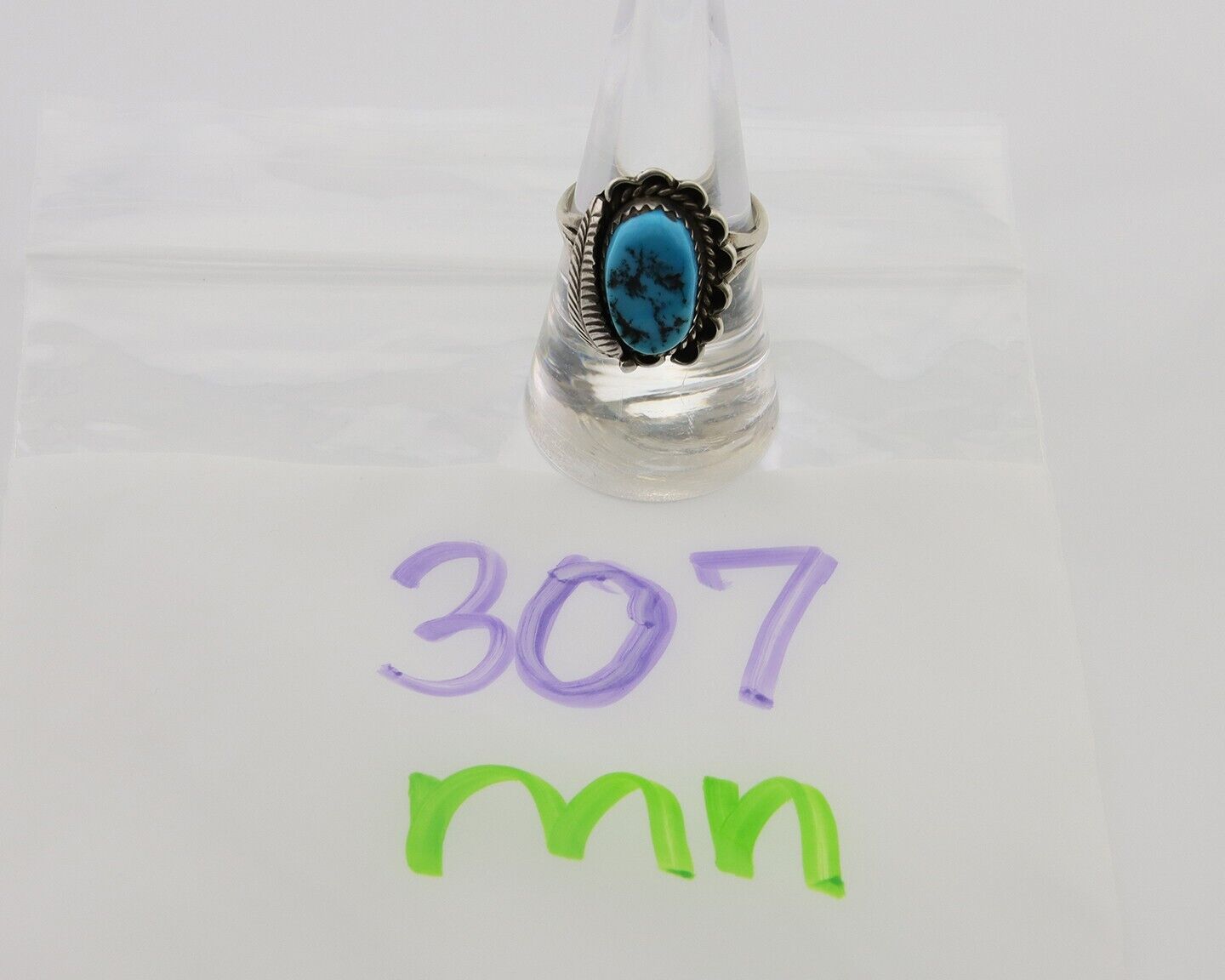 Navajo Ring 925 Silver Natural Blue Turquoise Native American Artist C.80's