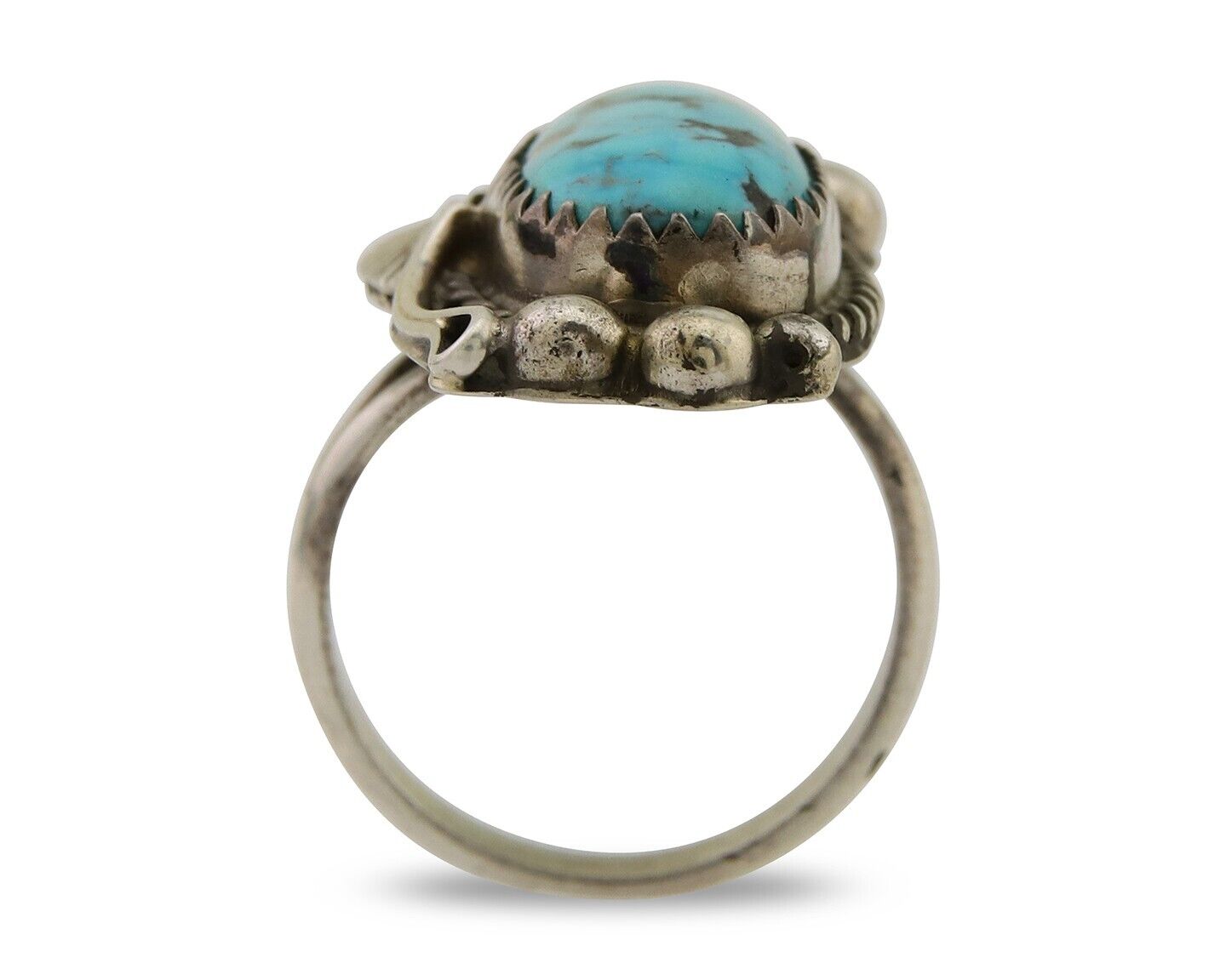 Navajo Ring 925 Sterling Silver Natural Turquoise Native American Artist C.80's
