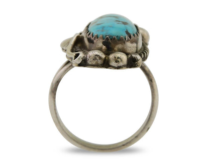 Navajo Ring 925 Sterling Silver Natural Turquoise Native American Artist C.80's