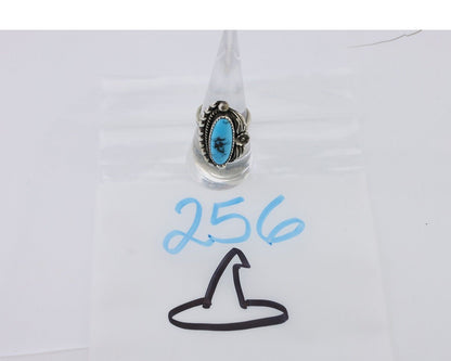 Navajo Ring 925 Silver Sleeping Beauty Turquoise Artist Signed SC C.80's