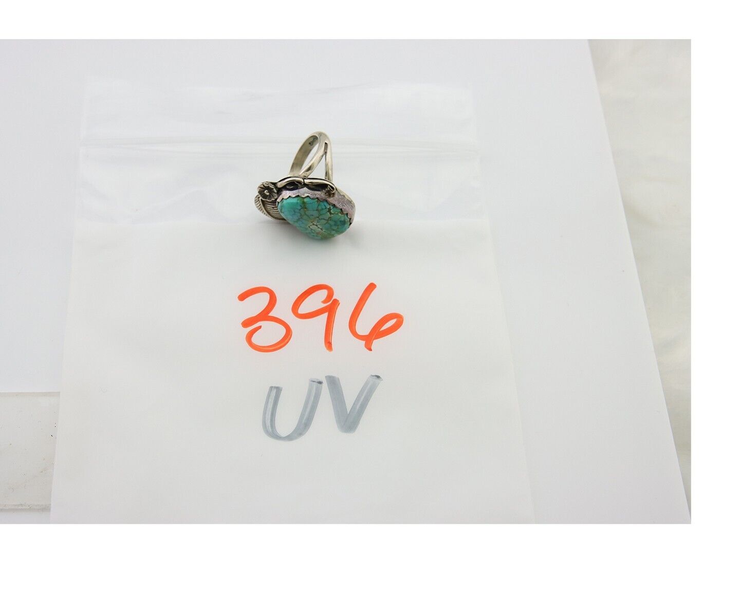 Navajo Ring 925 Sterling Blue Spiderweb Turquoise Native American Artist C.80's