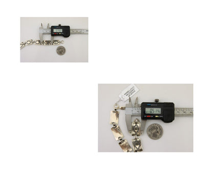 Navajo Hamdmade Link Bracelet 925 Silver Native American Artist C.80's