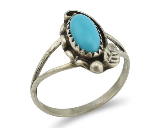 Navajo Ring 925 Silver Sleeping Beauty Turquoise Signed SkyStone Creations C80s