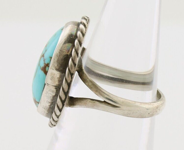 Navajo Ring 925 Silver Kingman Turquoise Native American Artist C.80's