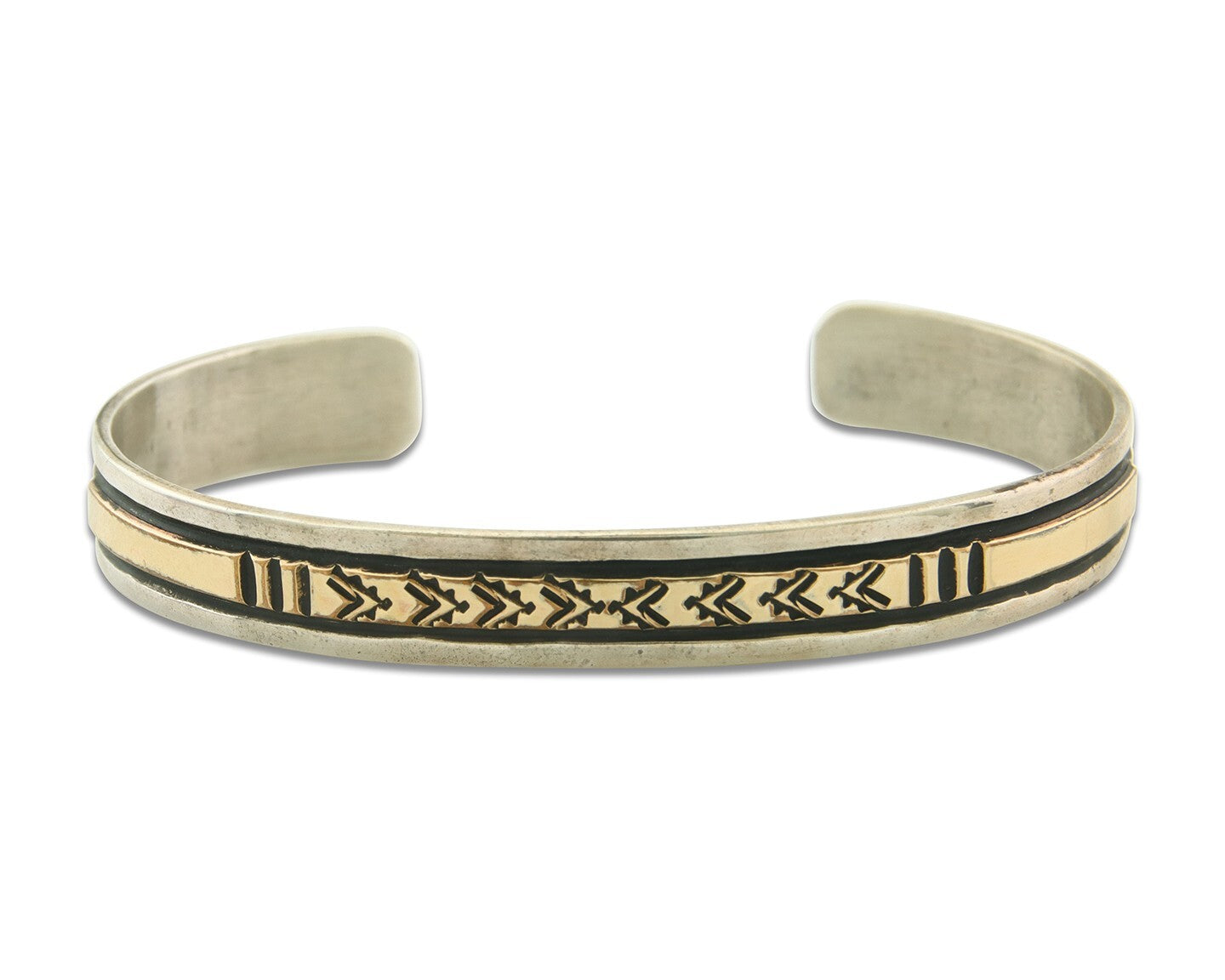 Navajo Bracelet Gold & 925 Silver Handmade 8.3 mm Wide Signed Thomas Singer C80s