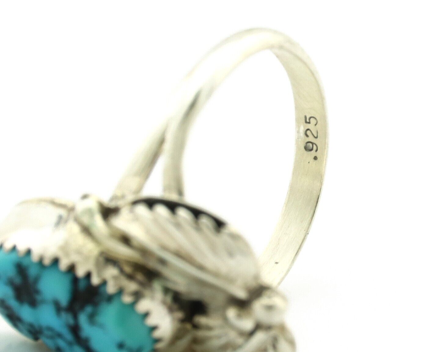 Navajo Ring .925 Silver Sleeping Beauty Turquoise Artist SN C.80's