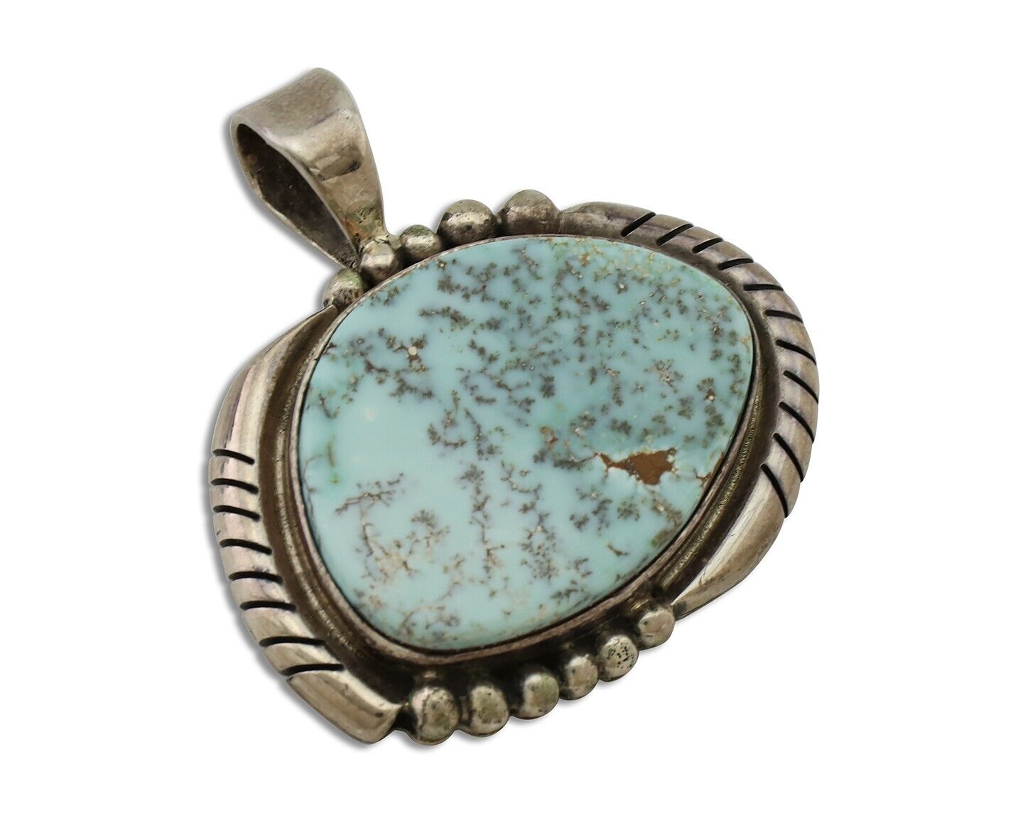 Navajo Turquoise Pendant 925 Silver Artist Signed Doug Zachary C.80's