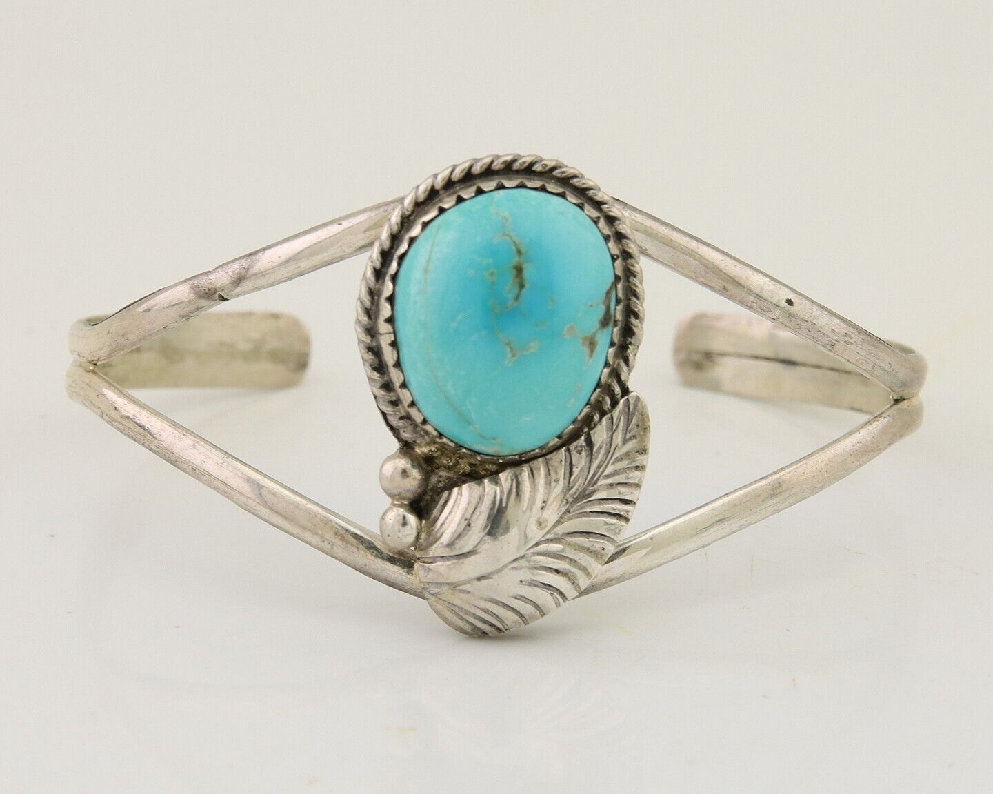 Navajo Hand Stamped Cuff Bracelet Turquoise 925 Silver Native American Artist