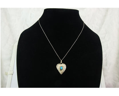 Navajo Sterling Silver Necklace Authentic Turquoise Vintage Handmade Artist ES