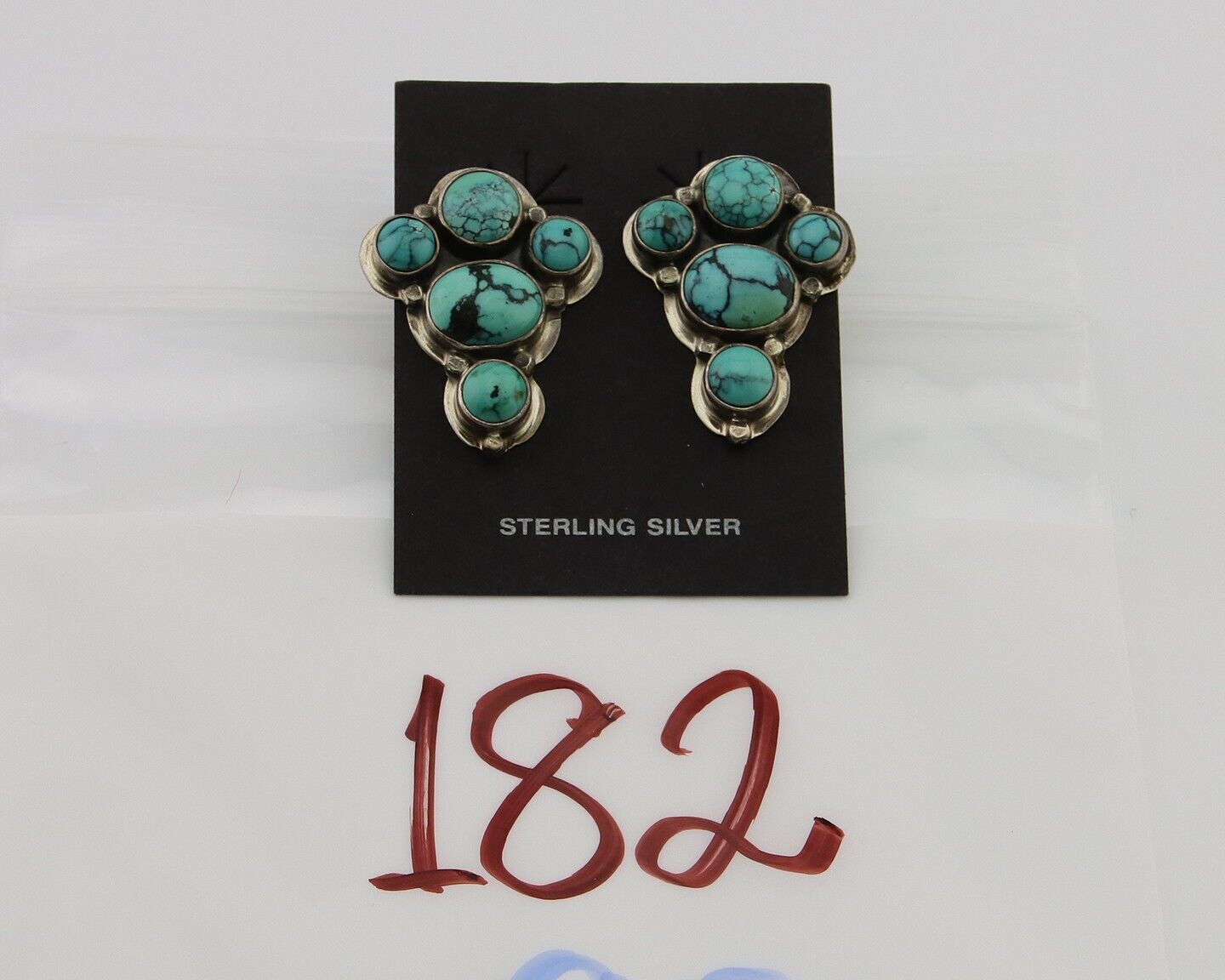 Navajo Earrings 925 Silver Natural Turquoise Artist Signed Roie Jaque C.80's