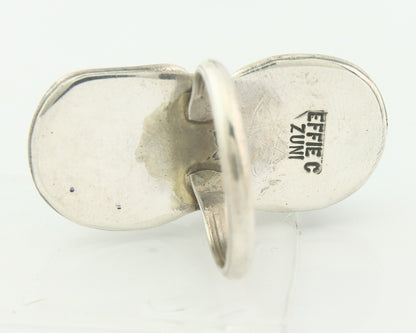 Vintage Zuni Ring 925 Sterling Silver Turquoise Signed Effie Calavasa Size 7.75
