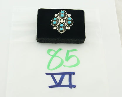Vintage Zuni Ring 925 Sterling Authentic Natural Turquoise Native Artist Sz 5.75