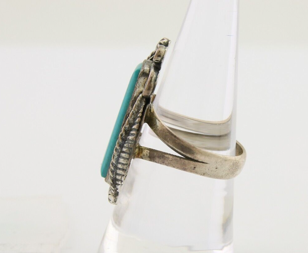 Navajo Handmade Ring 925 Silver Natural Turquoise Native Artist C.80's