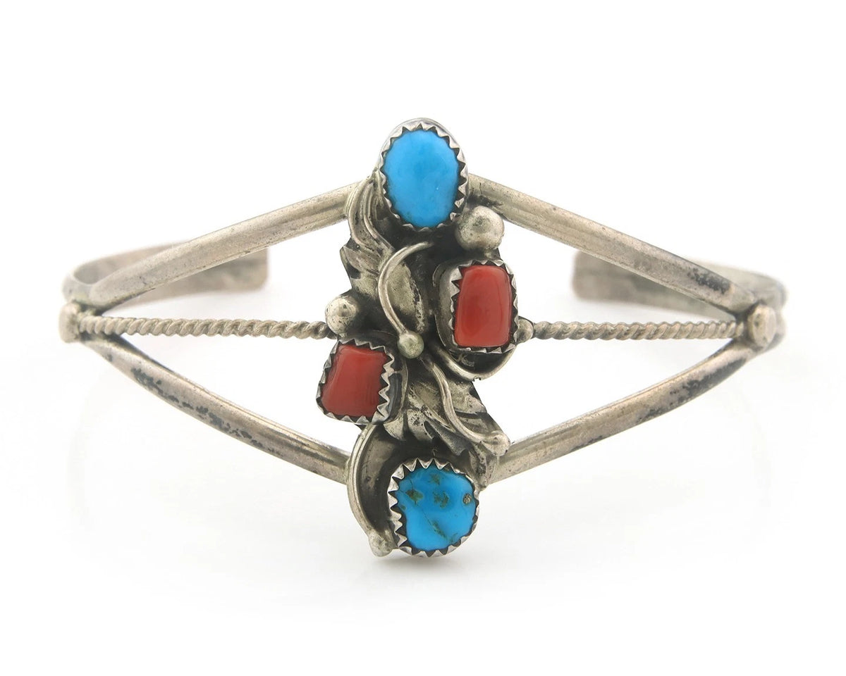 Navajo Cuff Bracelet Sterling Silver Natural Gemstone Vintage Native American
