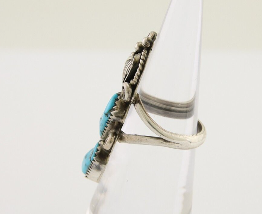 Navajo Ring 925 Silver Natural Blue Turquoise Native American Artist C.80's
