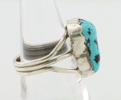 Navajo Ring 925 Silver Natural Blue Turquoise Signed Tony Guerro C.80's