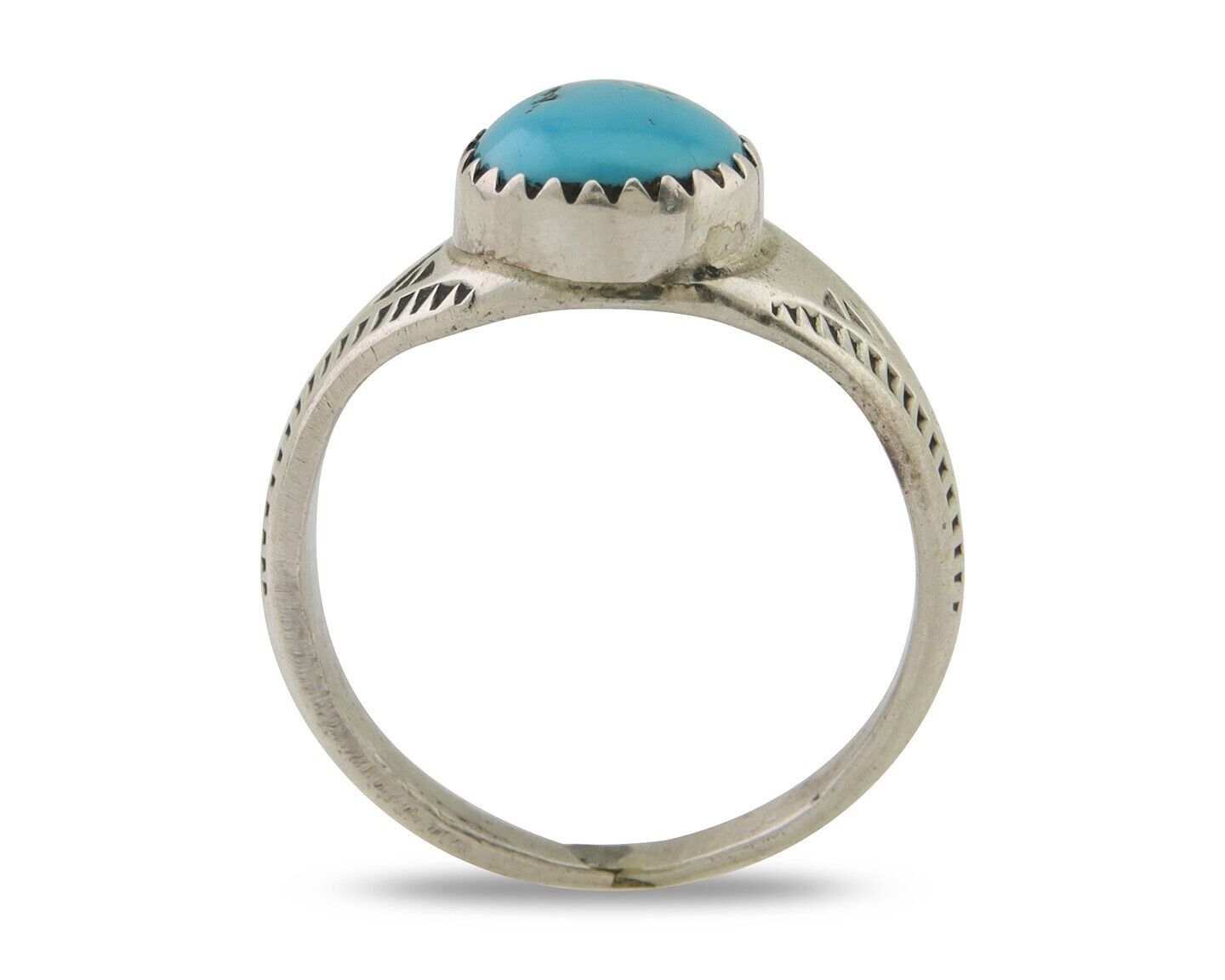 Navajo Ring 925 Silver Natural Blue Turquoise Native Artist C.80's