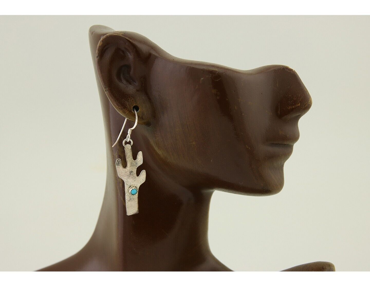 Navajo Cactus Earrings 925 Silver Natural Turquoise Native Artist C.80's