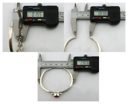 Navajo Bracelet .925 Silver Red Mediterranean Coral Native American Artist C90s