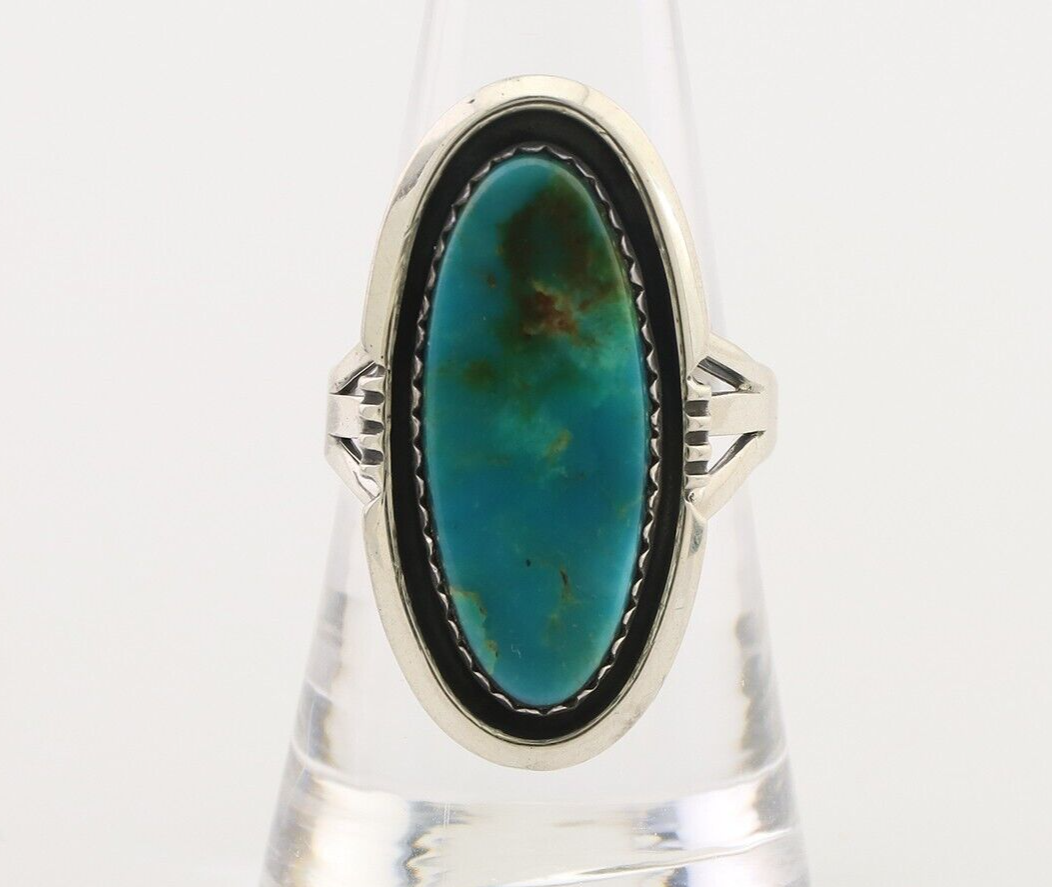 Navajo Ring 925 Silver Natural Blue Turquoise Native American Artist C.80's