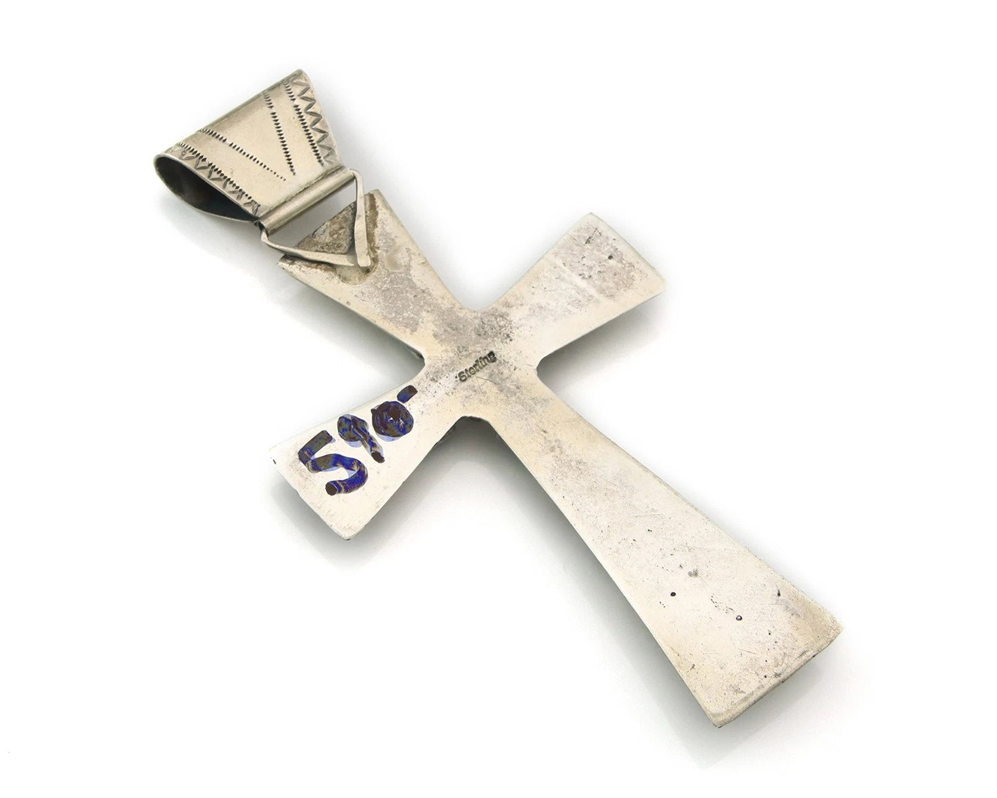Navajo Cross Pendant Sterling Silver Natural Gemstones Artist Vintage