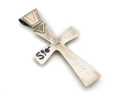 Navajo Cross Pendant Sterling Silver Natural Gemstones Artist Vintage