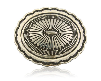 Navajo Belt Buckle 925 Sterling Silver Concho Signed R Martinez 1.5x2.5 in C.80s