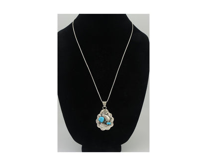 Navajo Necklace 925 Silver Turquoise Native Artist Signed Wilbert Benally C.80s