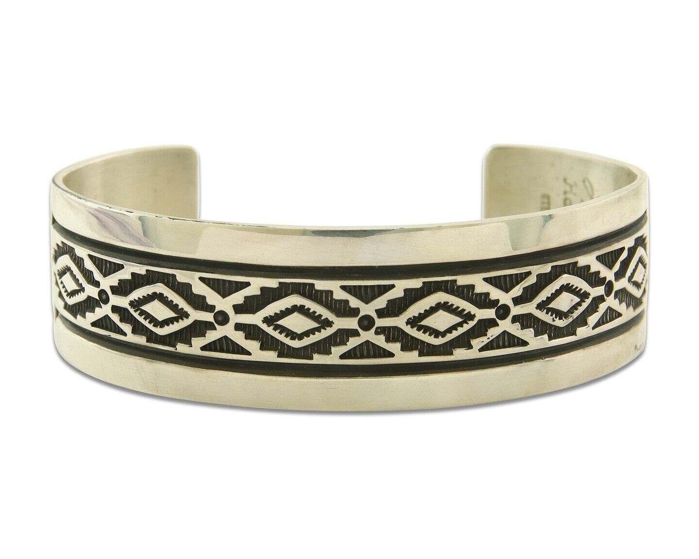 Navajo Bracelet 925 Silver Artist Signed Troy Laner Cuff C.80's