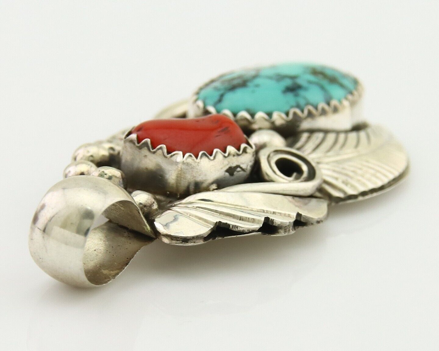 Navajo Necklace 925 Silver Spiderweb Turquoise Artist Signed Justin Morris C80s