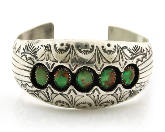 Navajo Cuff Bracelet Sterling Silver Royston Turquoise Vintage Signed C Benally