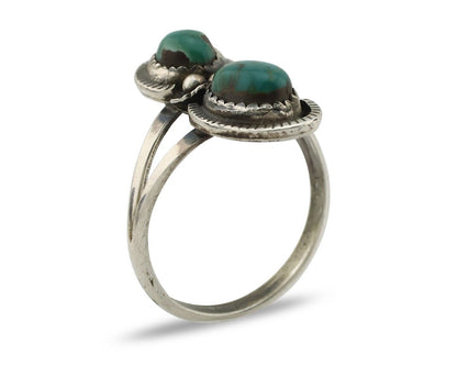 Navajo Ring 925 Silver Natural AAA Blue Turquoise Artist Signed Tom Willeto C80s