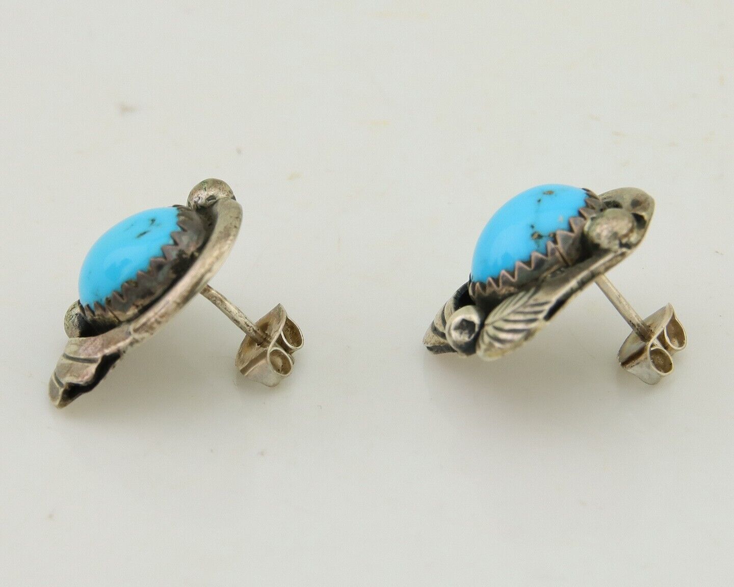 Navajo Earrings 925 Silver Natural Turquoise Native American Artist C.80's