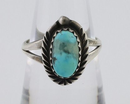 Navajo Ring 925 Silver Kingman Turquoise Native American Artist C.80's