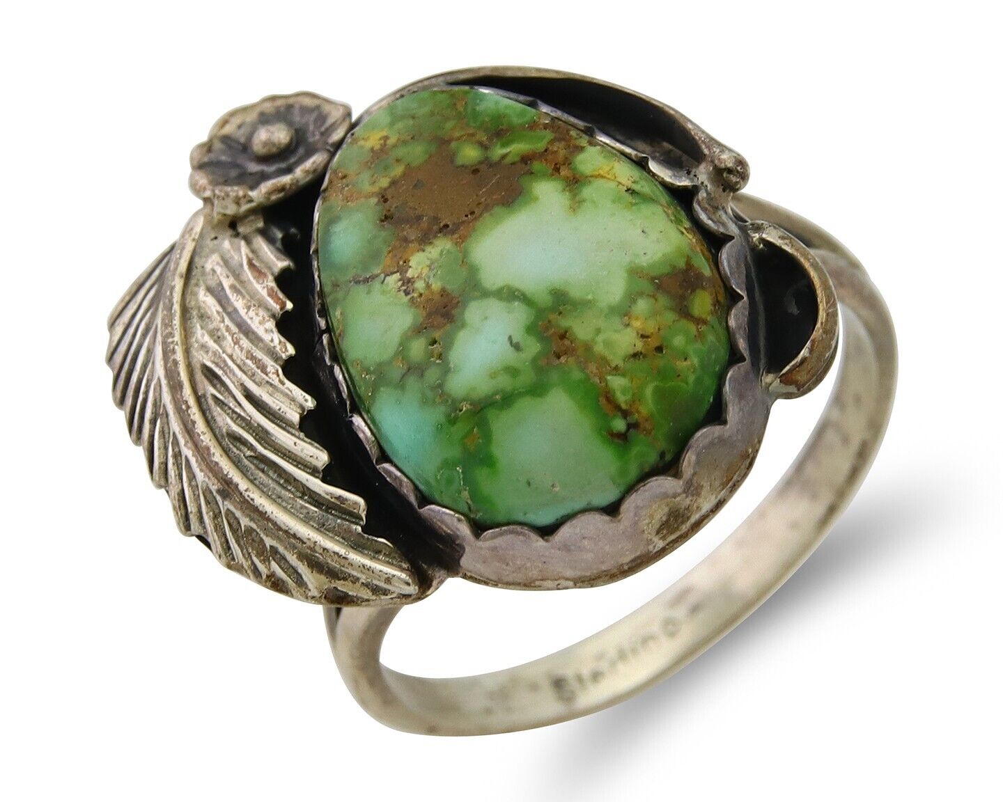 Navajo Ring 925 Sterling Royston Turquoise Native American Artist C.80's