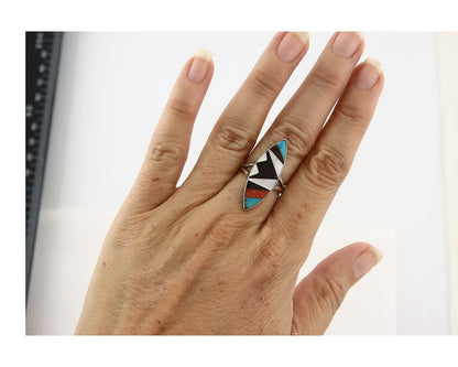 Vintage Zuni Ring 925 Sterling Silver Natural Gemstone Size 5.75