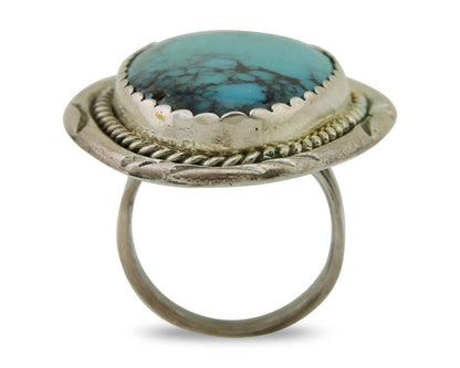 Navajo Ring 925 Silver Blue Turquoise Native American Artist C.80's