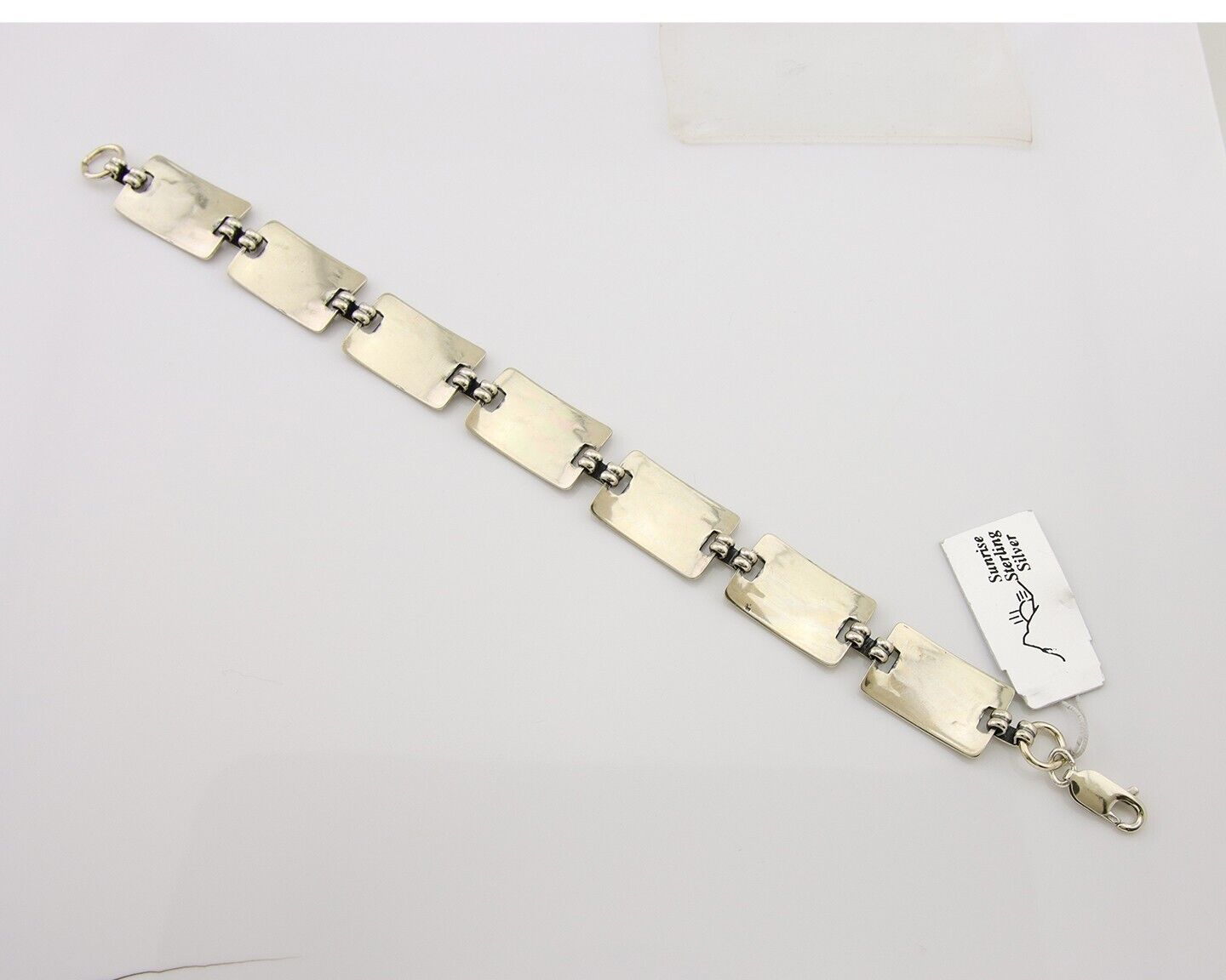 Navajo Hamdmade Link Bracelet 925 Silver Native American Artist C.80's