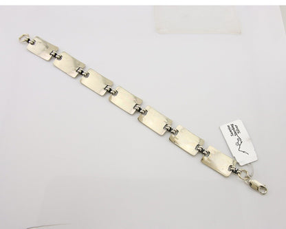 Navajo Hamdmade Link Bracelet 925 Silver Native American Artist C.80's