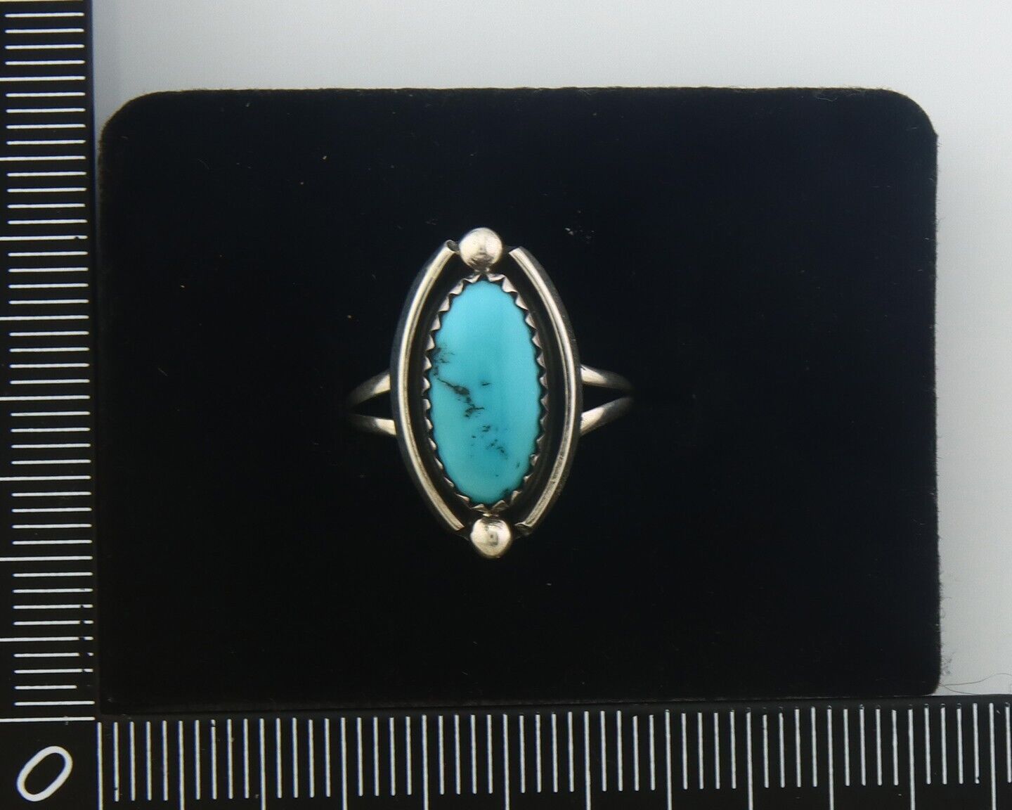 Navajo Ring 925 Sterling Natural Turquoise Native Artist C.80's Size 6.25