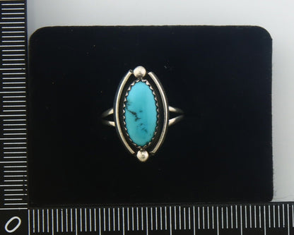 Navajo Ring 925 Sterling Natural Turquoise Native Artist C.80's Size 6.25