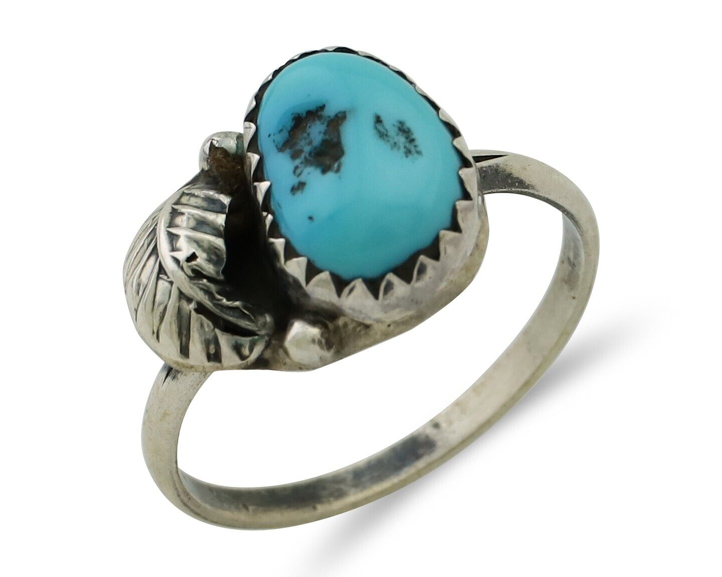 Navajo Ring 925 Silver Sleeping Beauty Turquoise Native American Artist C.80's