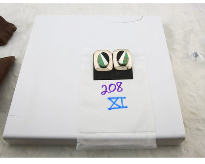 Navajo Clip-On Earrings Sterling Silver Natural Gemstones Vintage