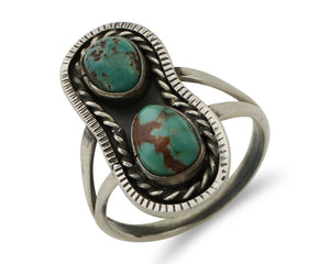 Navajo Handmade Ring 925 Silver Natural Turquoise Native American Artist C.80's